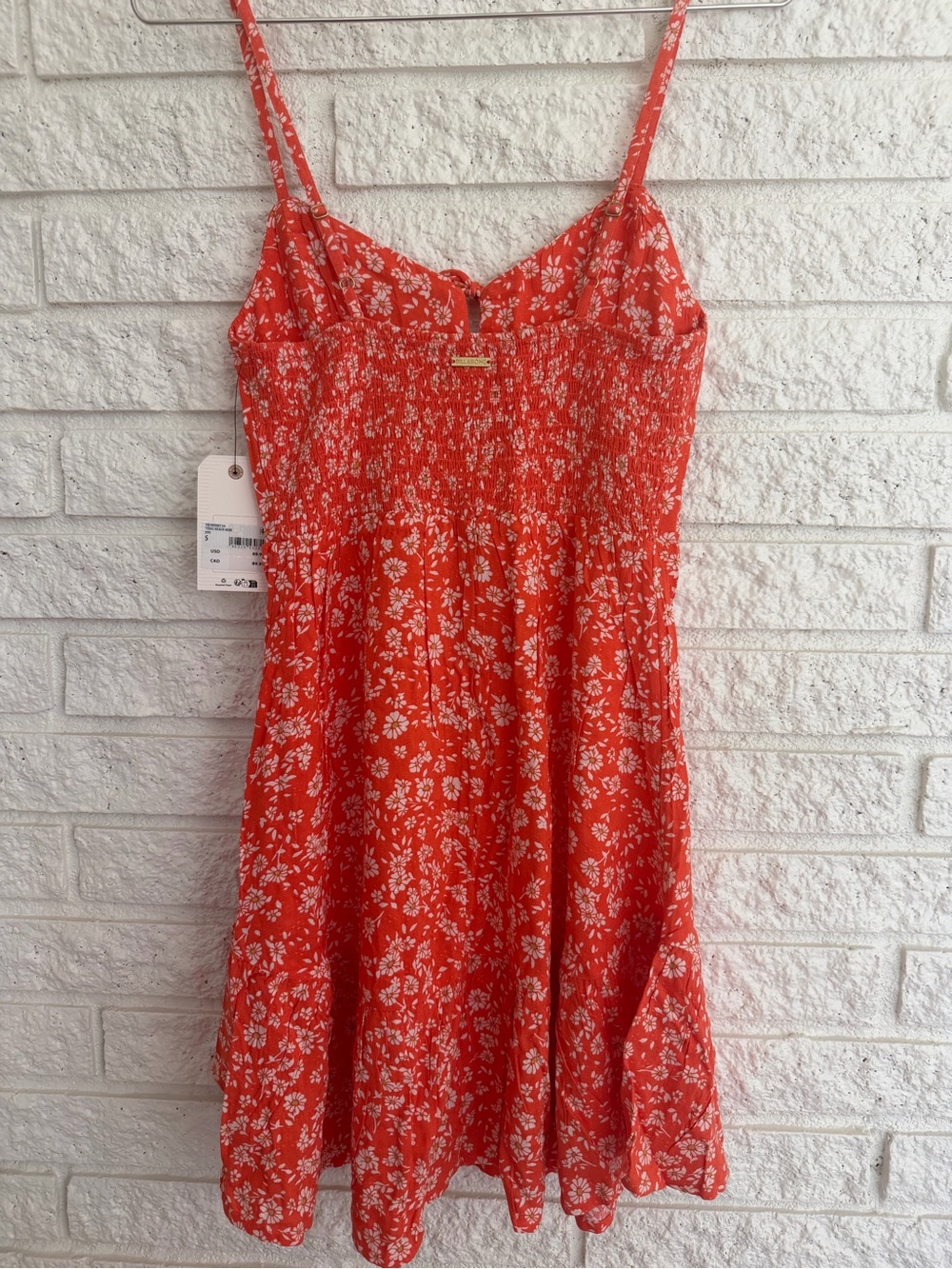 Billabong Texas Beach Coral Floral Tie-Front Mini Dress - Picture 9 of 10